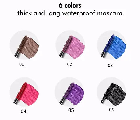 6 color thick long lasting waterproof mascara
