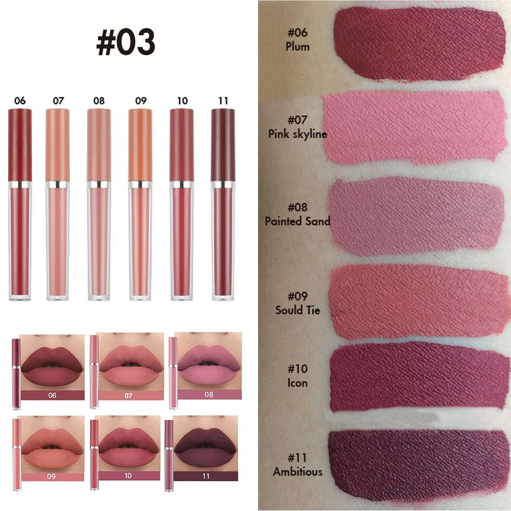 6 color liquid lipstick matte set