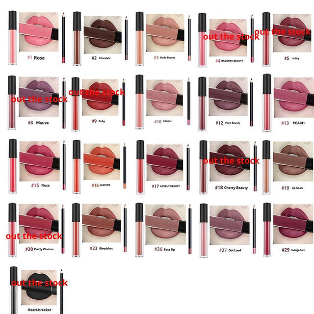 21 colors liquid lipstick liner set