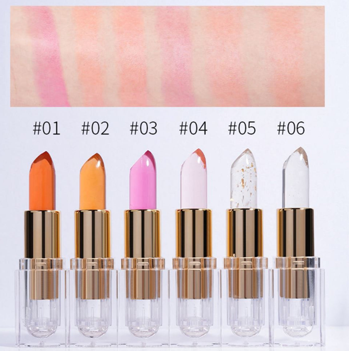 6 colors jelly temperature changing lipstick