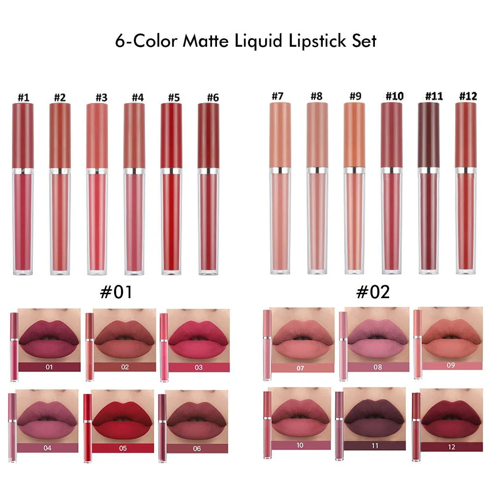 6 color liquid lipstick matte set