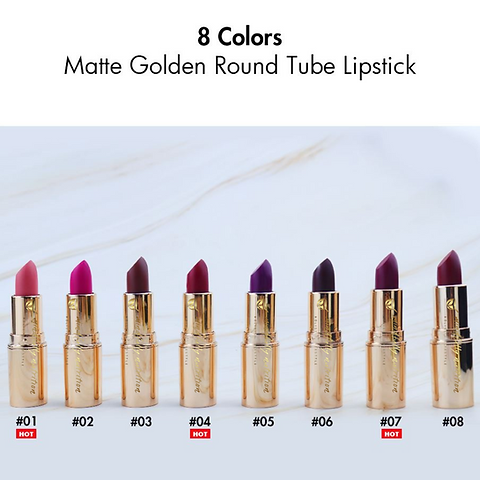 8 colors matte golden round tube