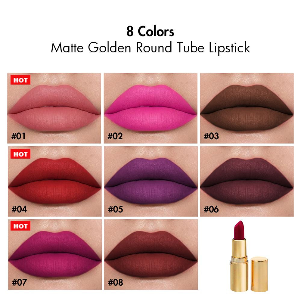 8 colors matte golden round tube