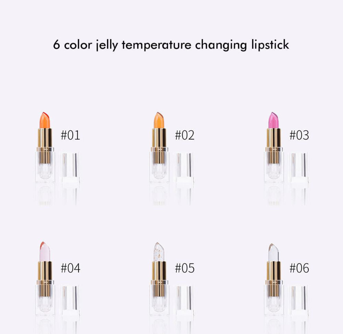 6 colors jelly temperature changing lipstick