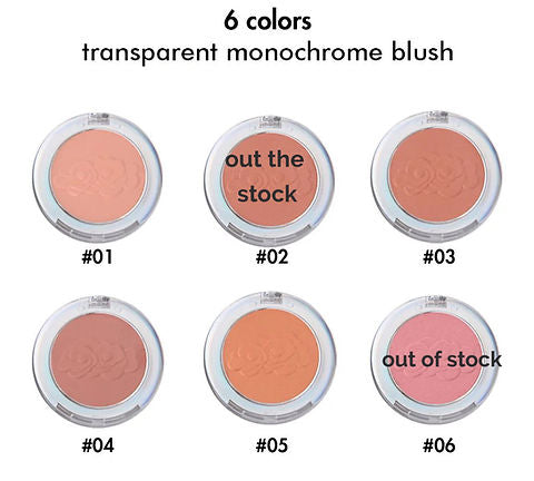6 colors transparent monochrome blush