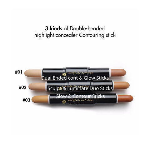 3 kinds of double headed highlight  contouring stick